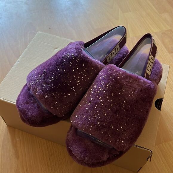 Ugg fluff yeah metallic sparkle size 7 - Picture 4 of 10